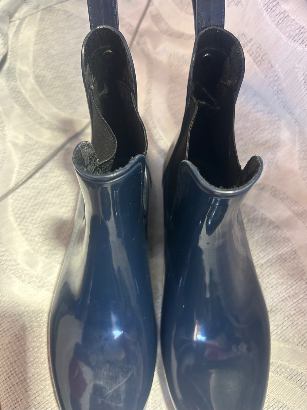 Women’s Navy Gloss Rain Chelsea Boots